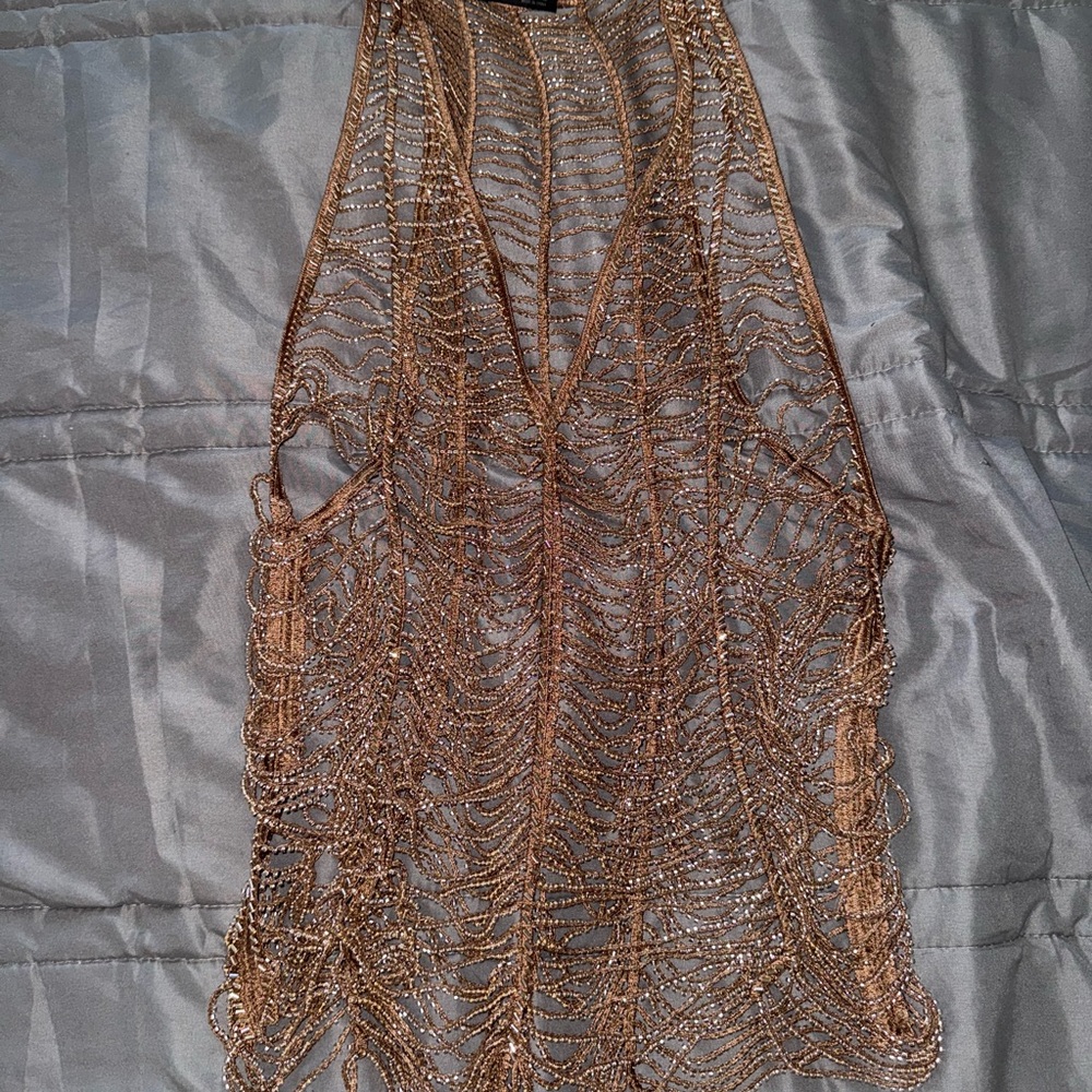 Gold Crochet Halter Top Zara